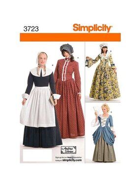 Simplicity 3723 Historical Cosplay Sewing Pattern Adult 14-22 Prairie Pilgrim Un